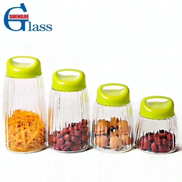 Unique Design Candy Jars Glass and Plastic Handle