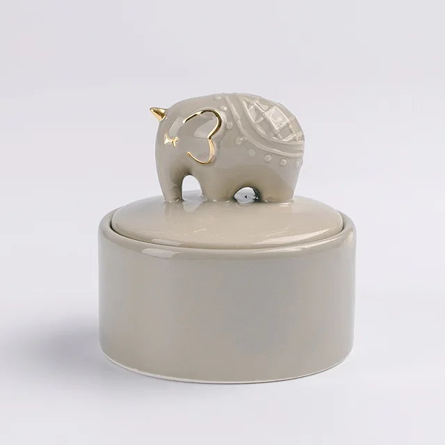 Ceramic grey elephant series jewellery box
