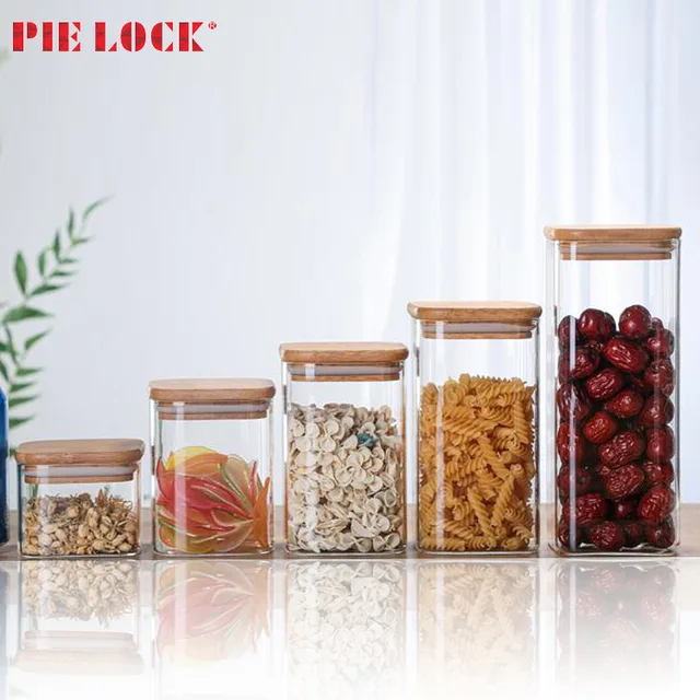 Hot Selling Glass storage jar with bamboo lid glass food jar