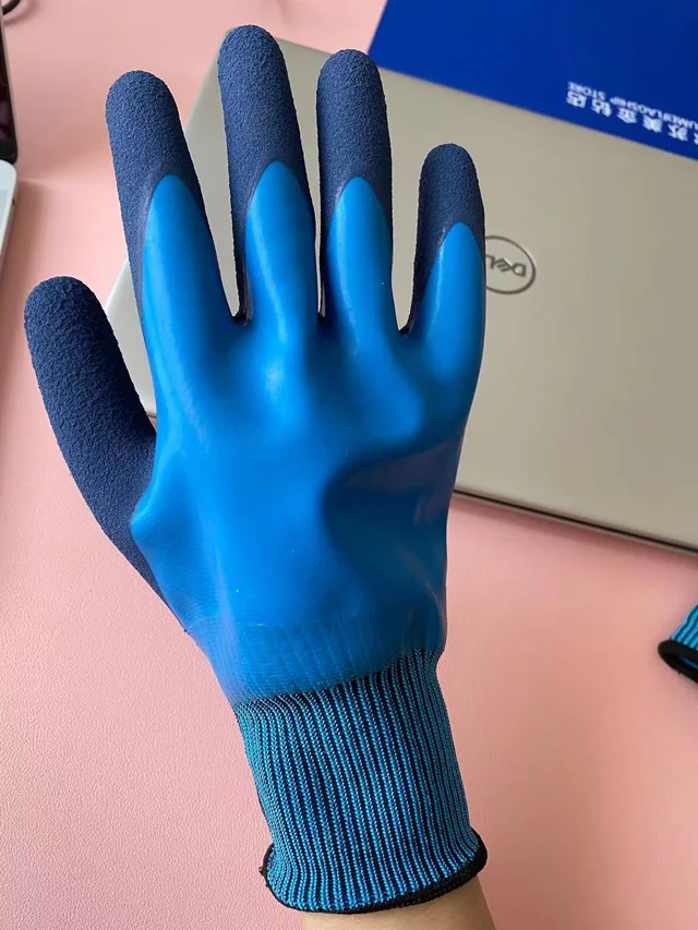 Water-proof double dipped latex foam gloves