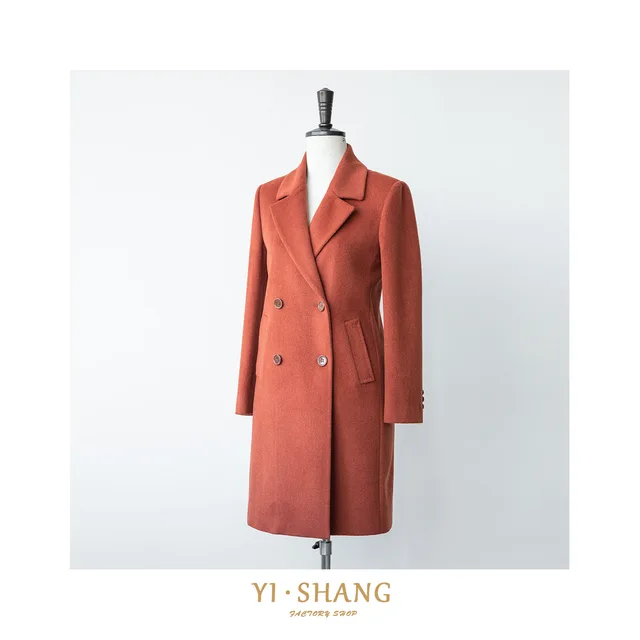 YISHANG brown double-breasted lady's wool coat