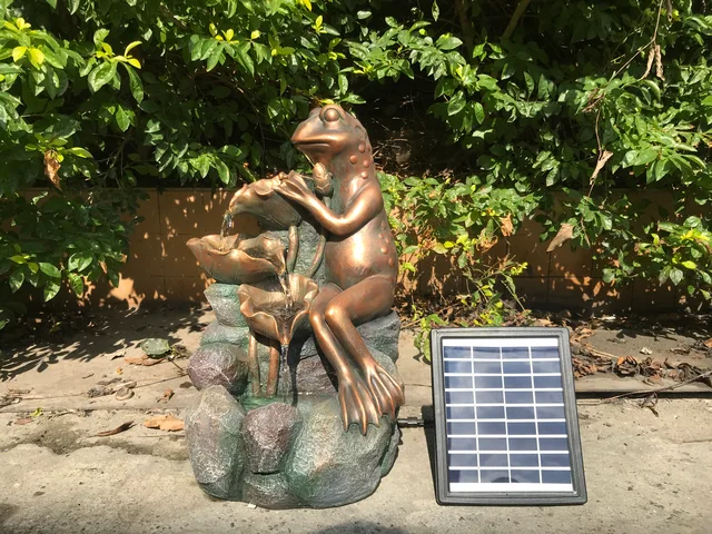 Hotselling frog with rock solar water fountain-