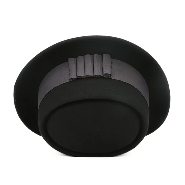 Curl edge round head wool felt hat