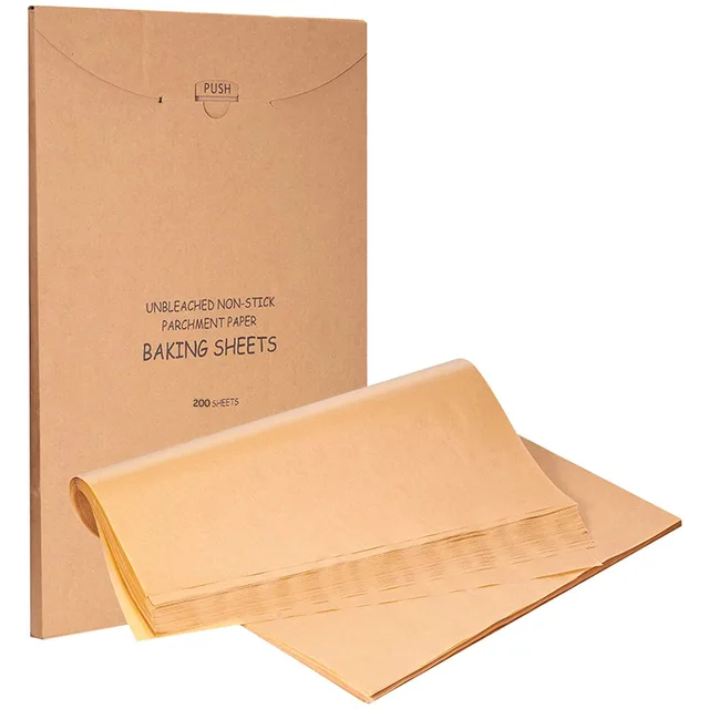 Food Grade 12x16 inches (12" x 16") custom unbleached parchment paper sheets for baking 120SHEETS