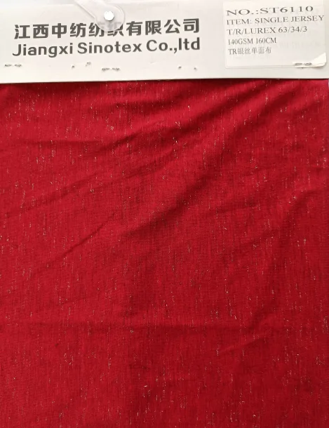 St6110, Lurex Single Jersey 63%polyester 34%rayon 3%lurex140gsm160cm