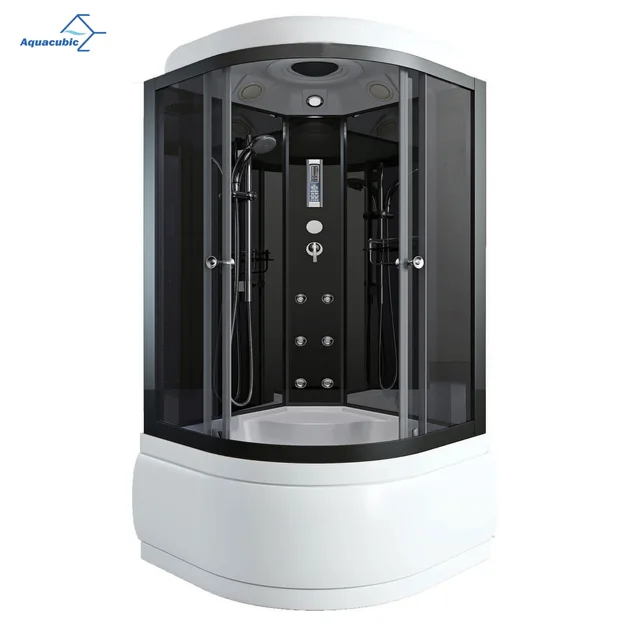 Aquacubic hot selling corner steam shower room with whirlpool tub