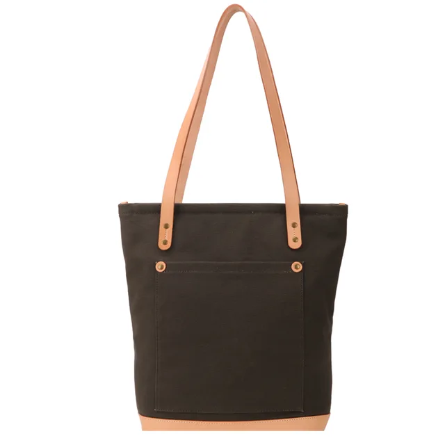 Leather bags fashion canvas with high-grade genuine leather tote bag light fashion factory classic eco leather handbag