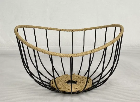 YR21041009 zhengheshun kitchen furniture iron wire and paper rope basket