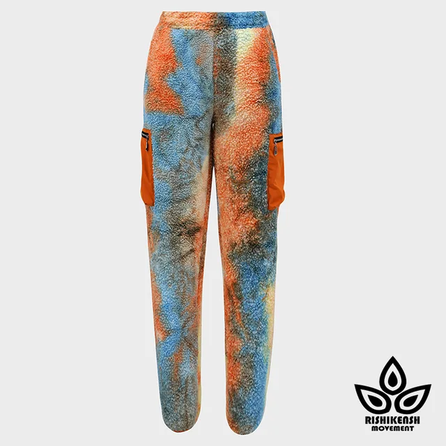 RISHIKENSH Lamb cashmere colored tie-dyed patchwork trousers