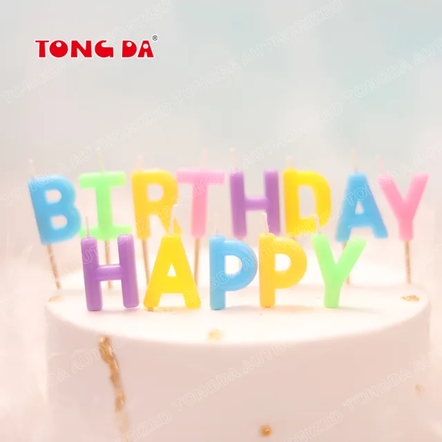 Rainbow color letter and number cake birthday candle