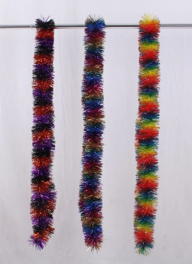 Multi color tinsel garland