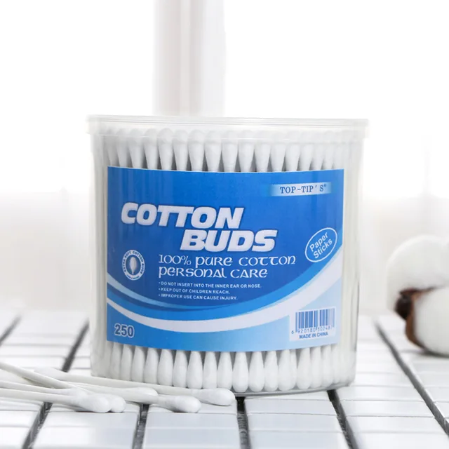 #1 A Paper cotton buds in round canister