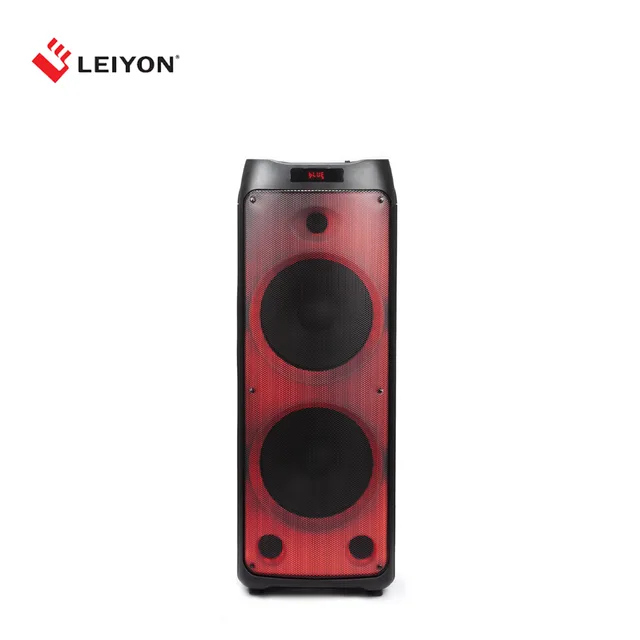 Double 12 inch portable bluetooth speaker dual woofer DJ karaoke plastic partybox sound speaker with led light