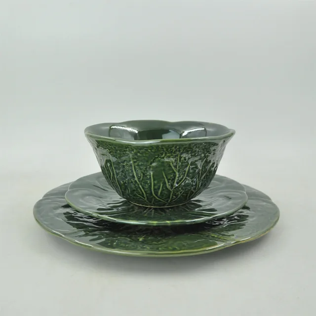 Ruffle embossed ceramic tableware set high quality 16pcs tableware plate ceramic