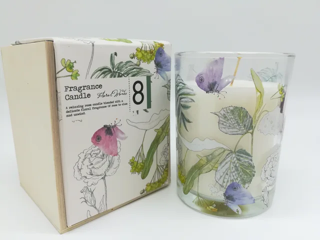 Private Label Customized Aroma Soy Wax Scented Candles with flowers