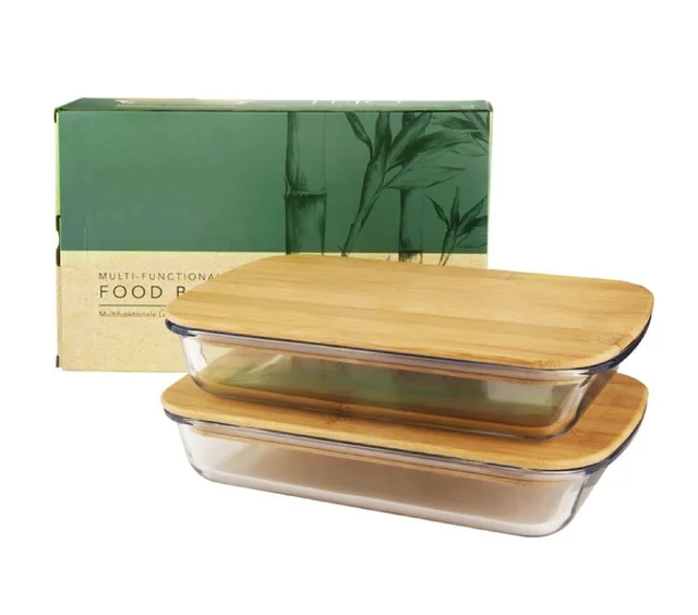 Baking in borosilicate glassware with bamboo lid baking plate dinner plates set