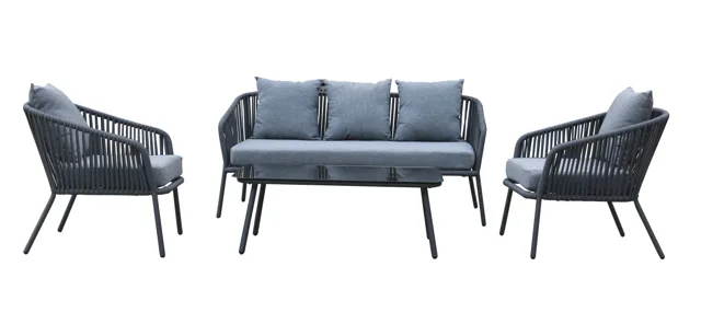 Rope Aluminum Garden Sofa Set with customized cushion