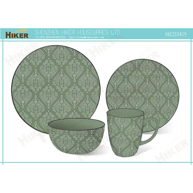 16PCS Stoneware Embossed Dinner Set