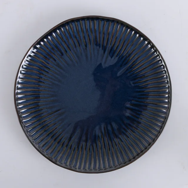Stoneware Reactive-Glazed & Embossed Dinner Plate
