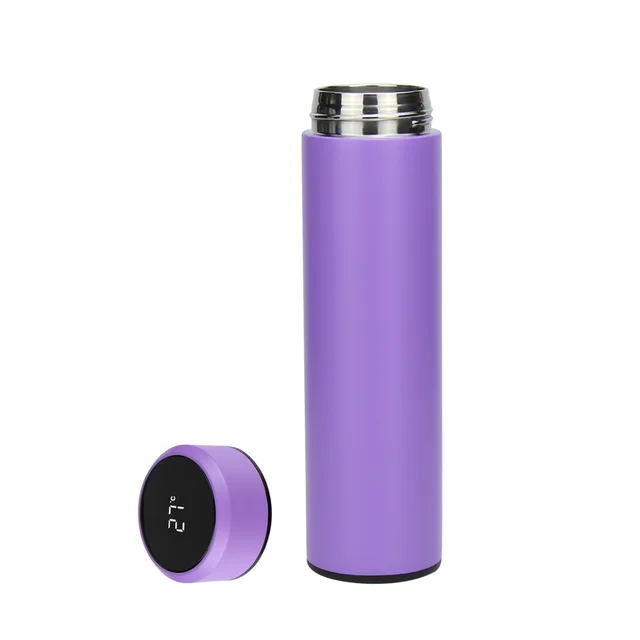 AAAAA Temperature Control Sensor Insulated Water Bottle Stainless Steel Vacuum Smart Water Bottle 450 ml 15 oz Purple