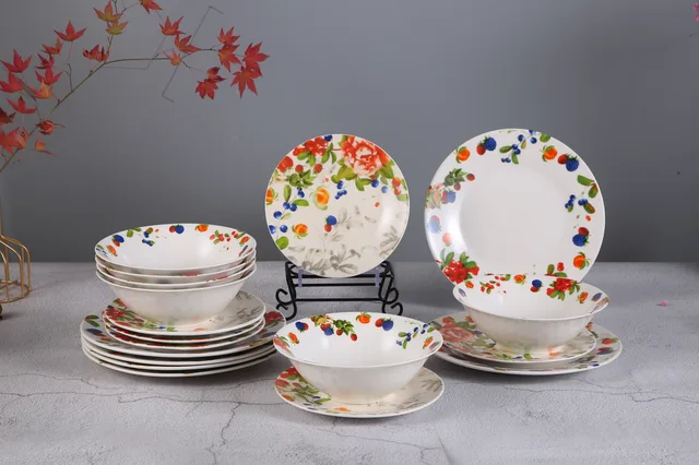 Wholesale Dinnerware sets luxury porcelain coloful crockery ceramic tableware luxury dinner set