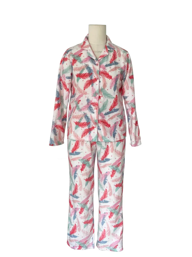 Ladies Polar Fleece Button Through PJ Set