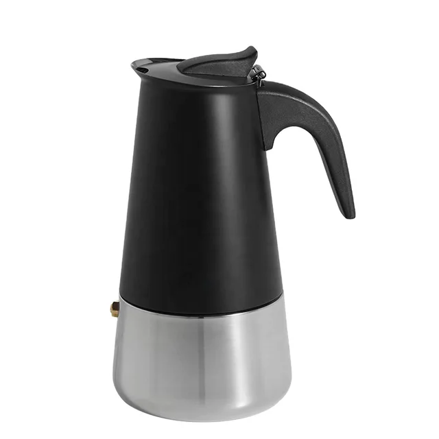 Black silk matte painted stainless steel moka pot