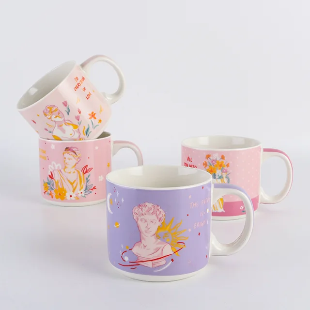 18 oz hand painted new bone china decal mug - A,B,C,D