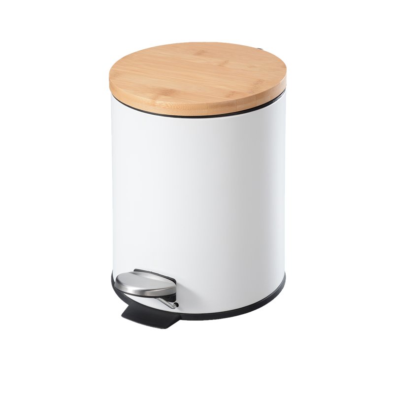 Bamboo lid pedal bin