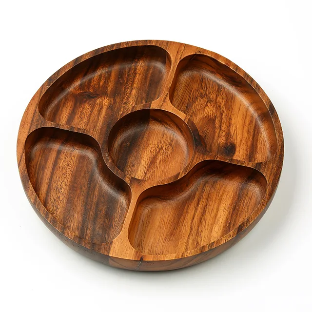 Acacia wood tray for nuts and snack