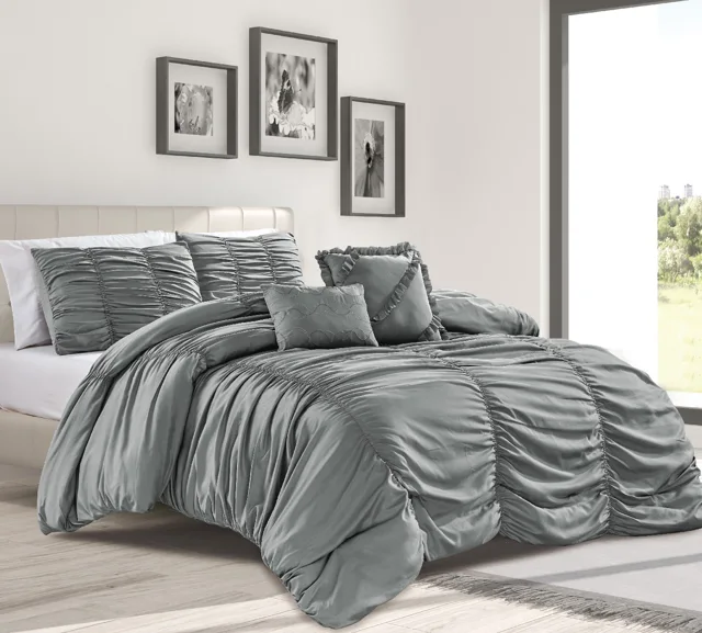 Luxury 5pc elastic embroidery comforter set
