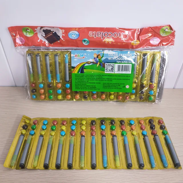 New chocolate candy Color crayons with choco bean chocolate bean