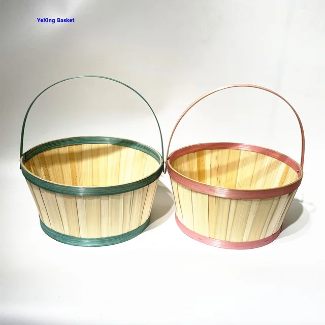 Round Easter Handle Bamboo basket