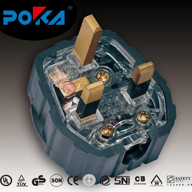 13A fused rubber BS standard electrical plug