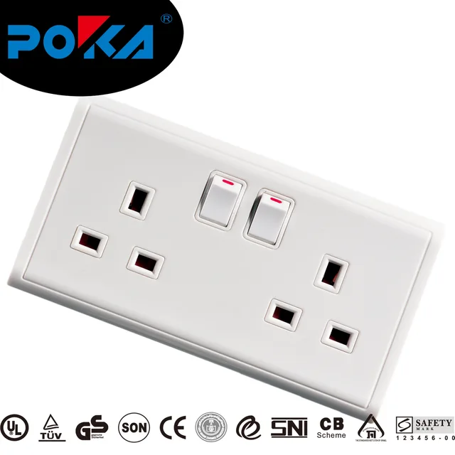 Double UK wall switch socket