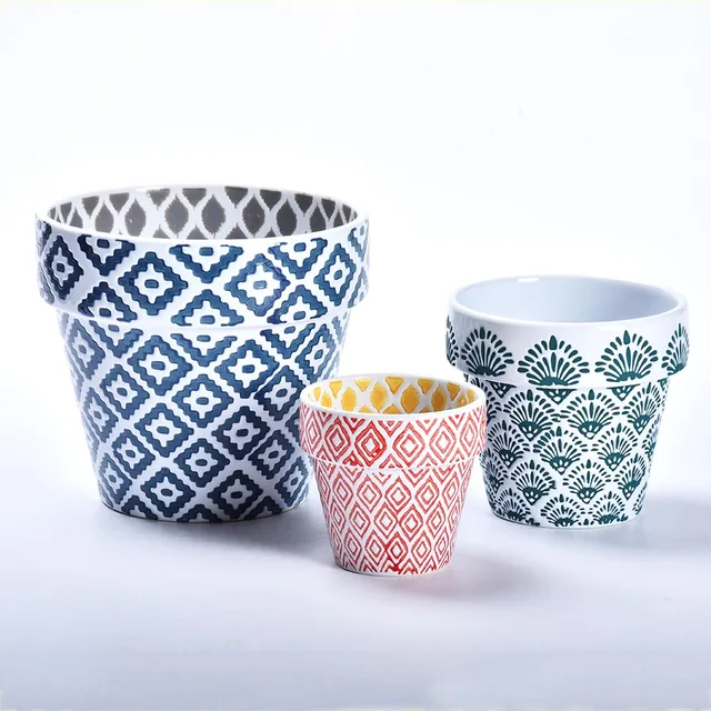Wholesale colour modern marble indoor planters ceramic flower pots