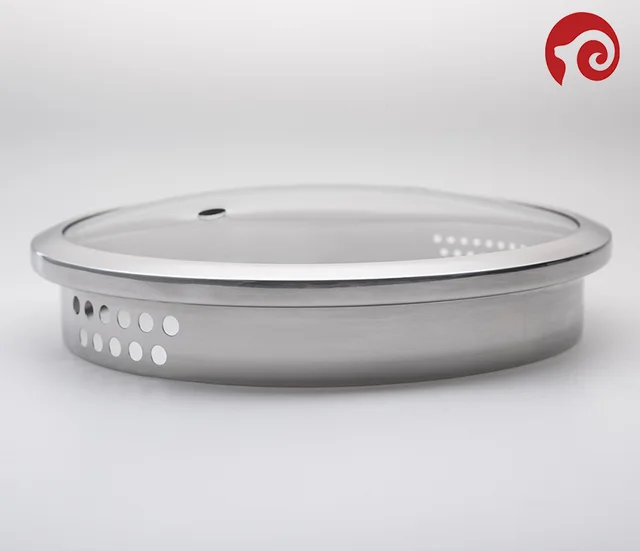 L type tempered SS ring glass frying pan lid for kitchenware