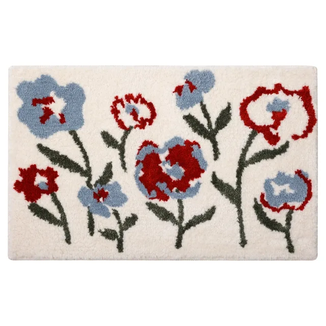 Machine knitting microfiber bath mat