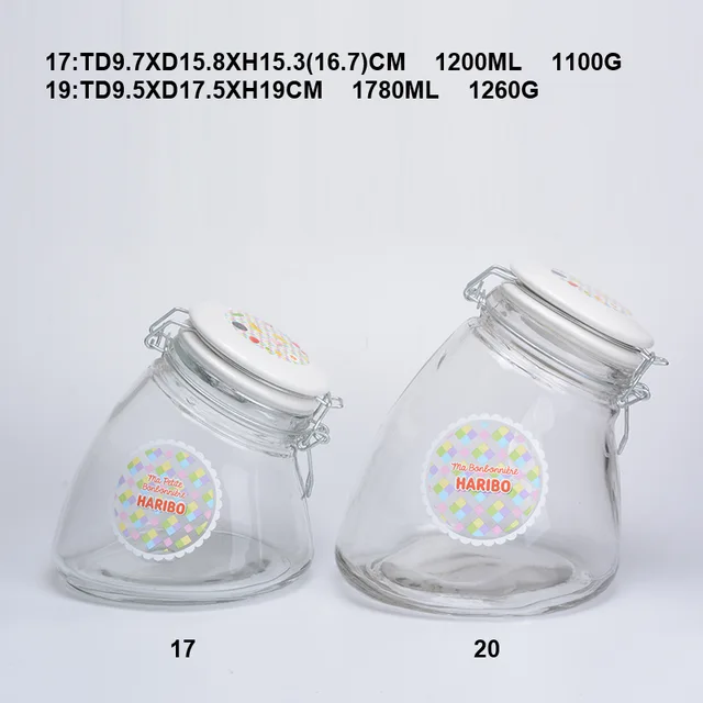 Round Glass Jar with Bamboo Lid/Glass Canister 16oz for Kitchen Counter /Canister with Clear Lid