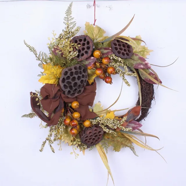 Decorative Pumpkin Harvest Silk Fall Front Door Hanging Wreath