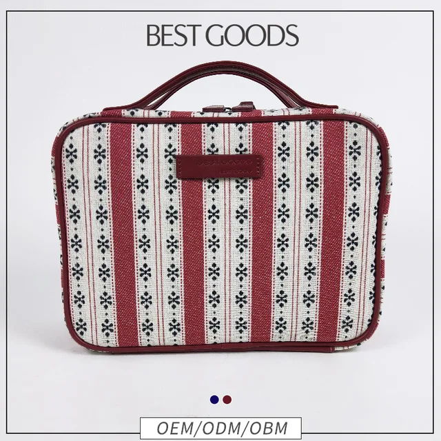 Cosmetic bag cotton woven stripe fabric makeup bag toiletry bag storage bag