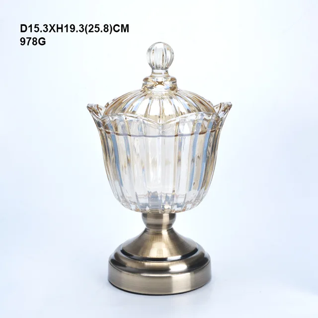 Colored clear glass sugar canister candy jar