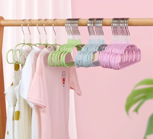 Light weight and space saving PVC coated kids metal clothing hanger