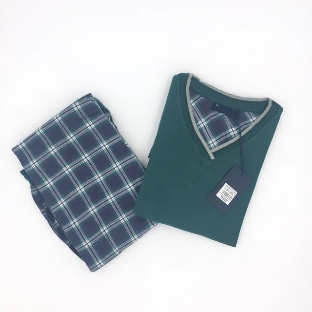 Men's 100%cotton mixed pajamas