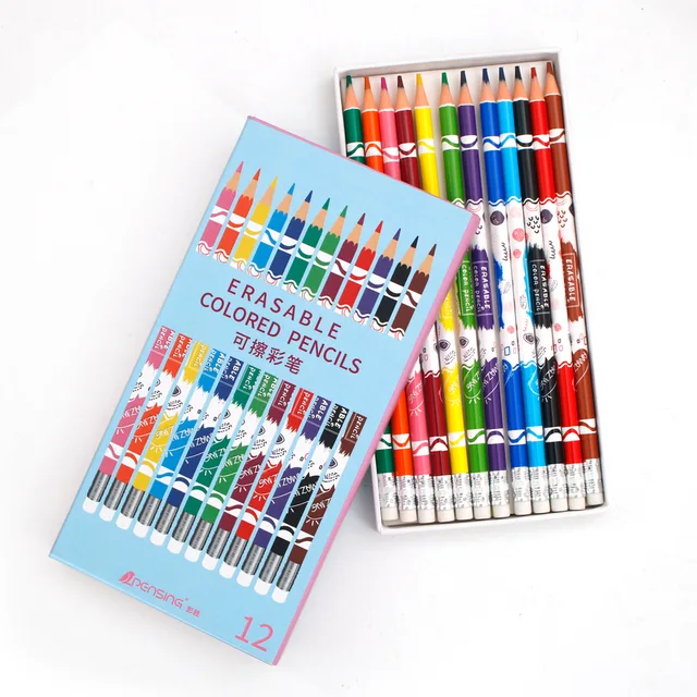 Woodfree erasable color pencil in heat transfer film ,packing in drawer gift box