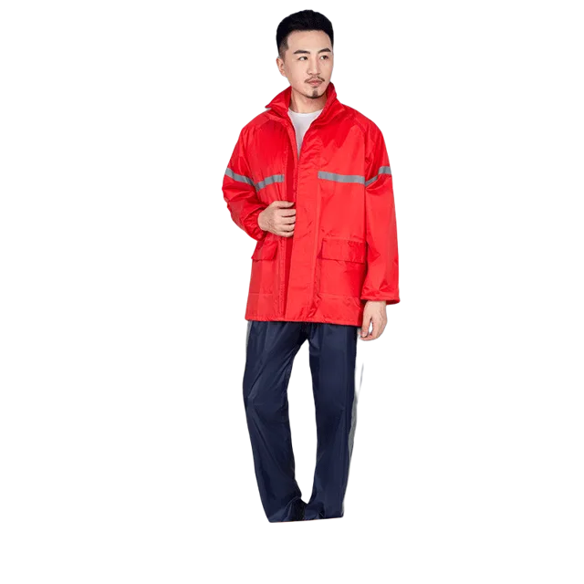 Outdoor safety reflective motorcycle riding raincoat suit