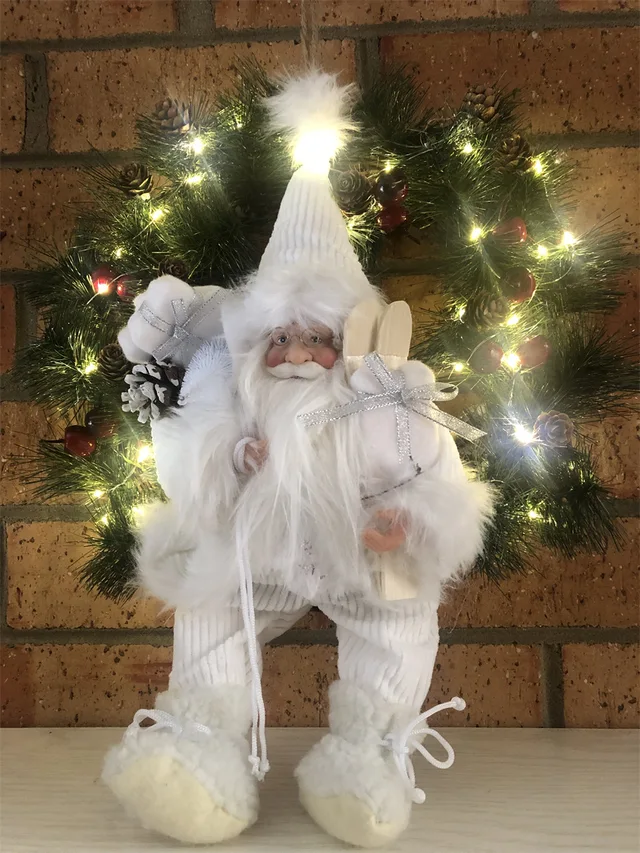 LED wreath with sitting Santa