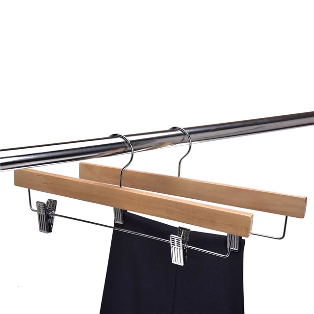 BSCI and FSC wooden hanger with antislip clips hot selling factory price
