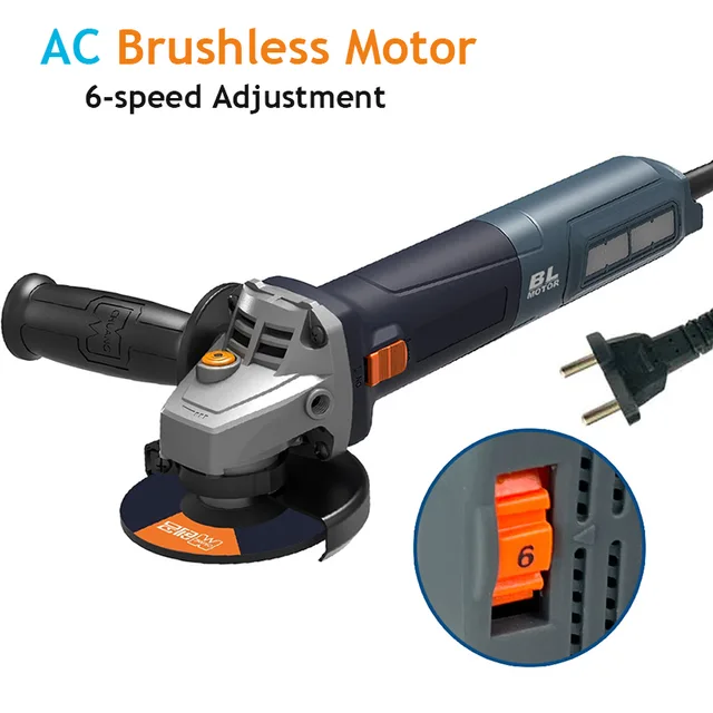 AC brushless angle grinder with 6-speed variable speed