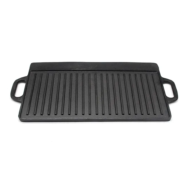 Cast iron reversible griddle with handles